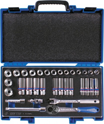 Набор головок 3/8" KING TONY 3533MRV торцевых с принадлежностями 3/8", шестигранные, 7-