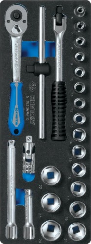 Набор головок 3/8" KING TONY 9-3523MRV10 торцевых с принадлежностями, ложемент, 23 предмета