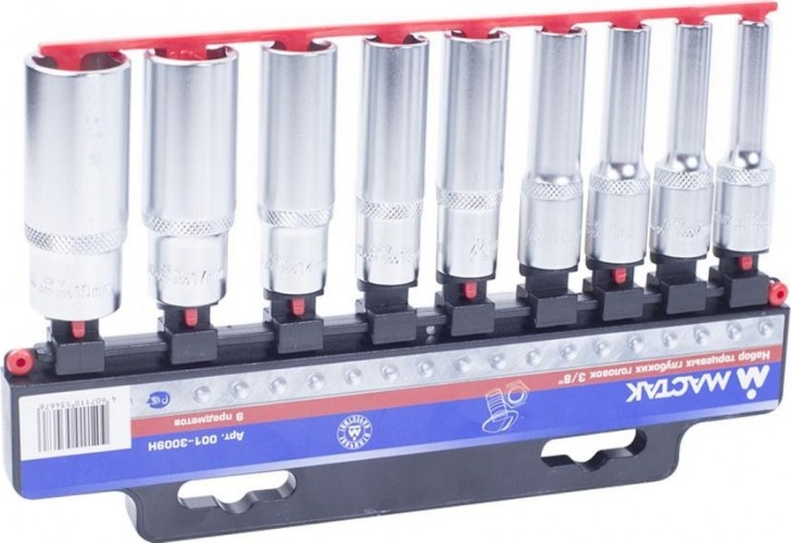 Набор головок 3/8" МАСТАК 001-3009H 3/8", 8-19 мм, 9 предметов