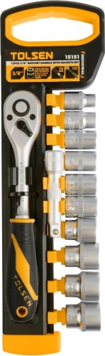 Набор головок 3/8" TOLSEN TT15151 с трещоткой, 8-19 мм, 12 пр.