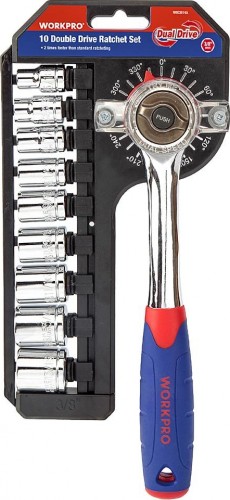 Набор головок 3/8" WORKPRO WP202559 10 шт., с трещоткой 2х скоростной