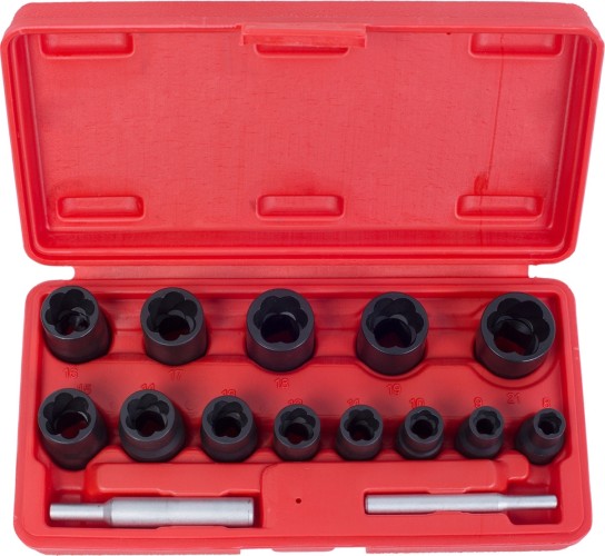 Набор головок для поврежденных гаек и болтов МАСТАК 109-30015C 3/8" и 1/2", 8-21 мм, 15 предметов - изображение 3