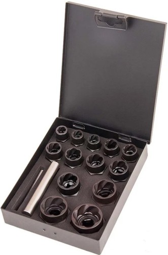 Набор головок-экстракторов AV Steel AV-921096 для поврежденных болтов, гаек 9-27мм, 15 предм.