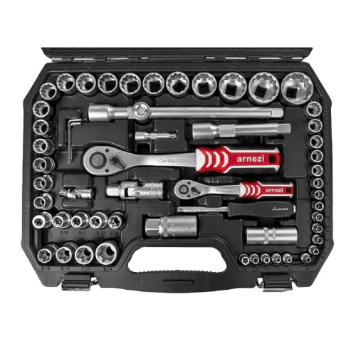 Набор инструментов ARNEZI R0902108 12-гранные головки 1/4"DR, 1/2"DR, 108 пр - изображение 2