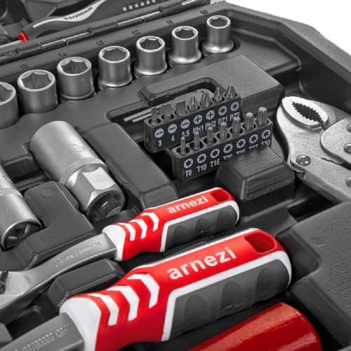 Набор инструментов ARNEZI R0900072 1/4"DR, 1/2"DR, 72 пр - изображение 4