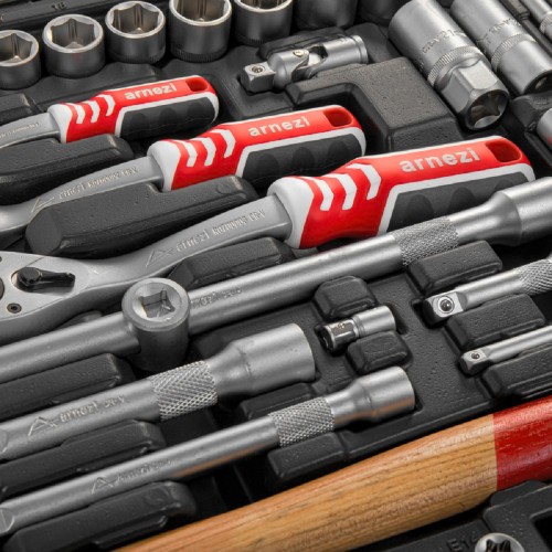 Набор инструментов ARNEZI R0900131 1/4"DR, 1/2"DR, 3/8"DR, 131 пр - изображение 4