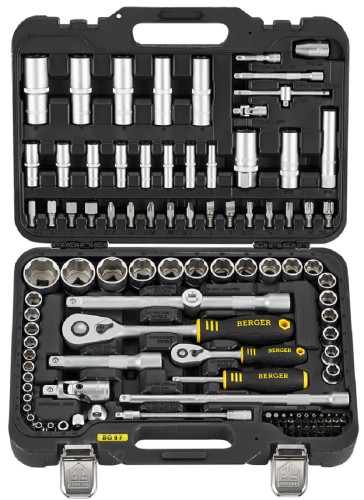 Набор инструментов BERGER BG097-121438 универсальный 1/2"-1/4”-3/8" 97 пр.