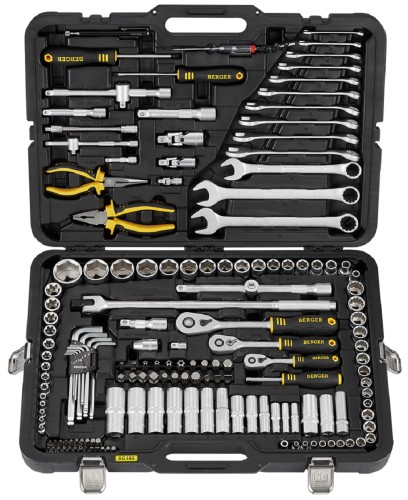 Набор инструментов BERGER BG163-121438 универсальный 1/2"-1/4”-3/8" 163 пр.