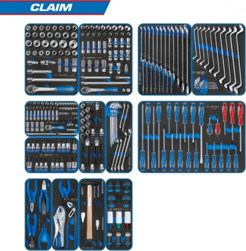 Набор инструментов для тележки KING TONY "CLAIM" 13 ложементов, 286 предметов 934-286MRVD 934-286MRVD