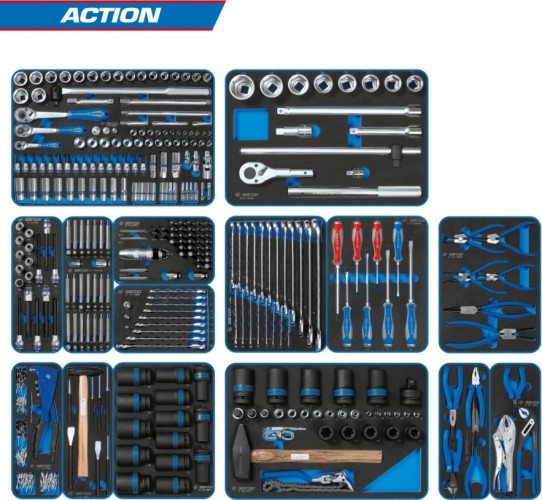 Набор инструментов для тележки KING TONY "ACTION" 15 ложементов, 327 предметов 934-327MRVD 934-327MRVD