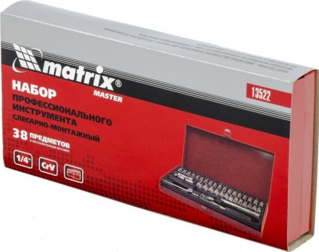 Набор инструментов MATRIX  с квадратом 1/4", 38 предм. 13522 - изображение 3