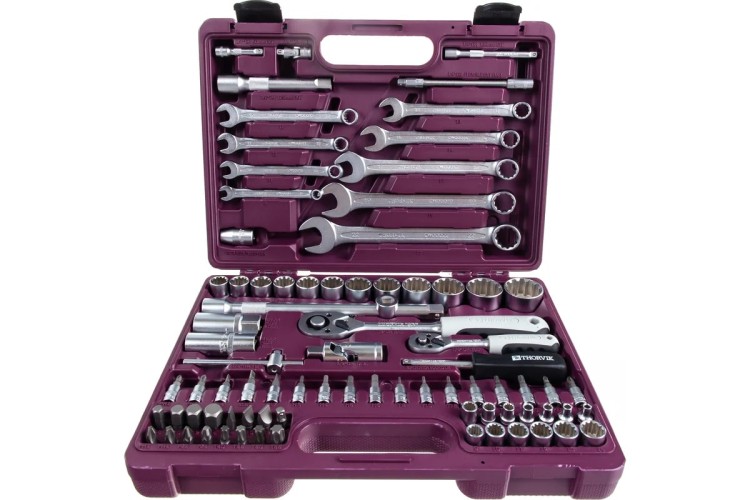 Набор инструментов THORVIK 1/4", 1/2"DR с головками торцевыми MultiProf, 77 п универсальный 052804 - изображение 2