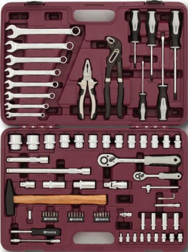 Набор инструментов THORVIK 1/4", 1/2"DR, 77 предметов универсальный 052802