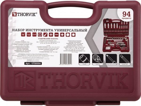 Набор инструментов THORVIK 1/4", 1/2"DR, 94 предмета универсальный 052061 - изображение 3