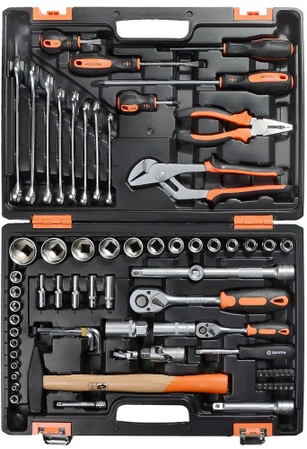 Набор инструментов ВИХРЬ 1/2", 1/4", CrV, 76 пластиковый кейс 76 предм 73/6/7/4