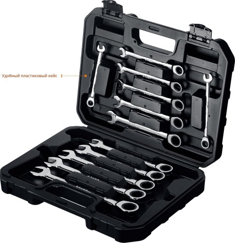 Набор ключей комбинированных гаечных ЗУБР МАСТЕР трещоточных 8-19 мм, 12 предметов 27073-H12 - изображение 3