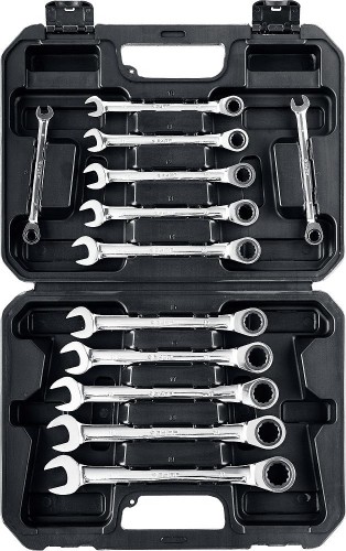 Набор ключей комбинированных гаечных ЗУБР МАСТЕР трещоточных 8-19 мм, 12 предметов 27073-H12