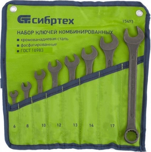 Набор ключей комбинированных СИБРТЕХ 6-19 мм 8 предметов 15473