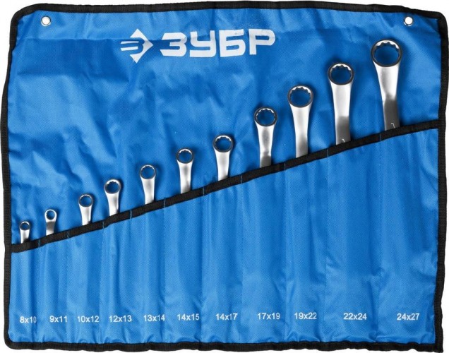 Набор ключей накидных ЗУБР МАСТЕР гаечных изогнутых 11 шт, 8-27 мм, 27132-H11_z01 - изображение 2