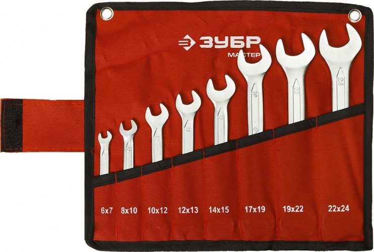 Набор ключей рожковых гаечных  ЗУБР МАСТЕР 8 шт, 6-24 мм 27010-H8_z01