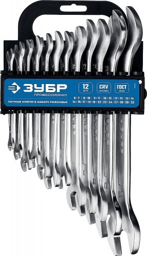 Набор ключей рожковых гаечных ЗУБР МАСТЕР 12 шт, 6-32 мм 27011-H12_z01