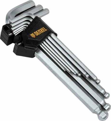 Набор ключей шестигранных Denzel HEX 1,5-10 мм, crv, 9 шт., удлиненные, с шаром 12364 - изображение 3