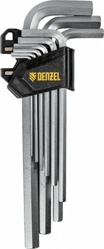 Набор ключей шестигранных Denzel HEX 2-12 мм, crv, 9 шт., удлиненные 12369