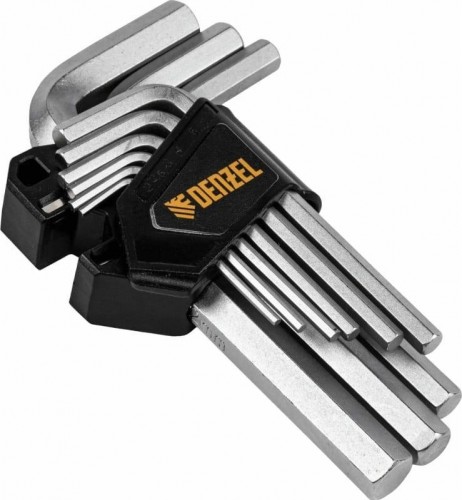 Набор ключей шестигранных Denzel HEX 2-12 мм, crv, 9 шт. 12367 - изображение 4