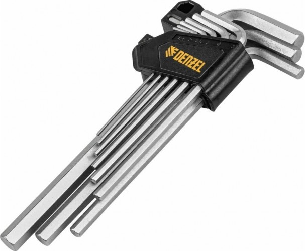 Набор ключей шестигранных Denzel HEX 1,5-10 мм, crv, 9 шт., удлиненные 12368