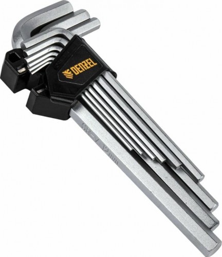 Набор ключей шестигранных Denzel HEX 2-12 мм, crv, 9 шт., удлиненные 12369 - изображение 4