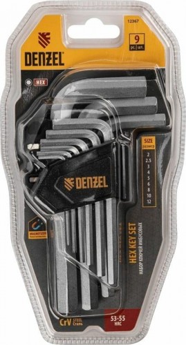 Набор ключей шестигранных Denzel HEX 2-12 мм, crv, 9 шт. 12367 - изображение 5