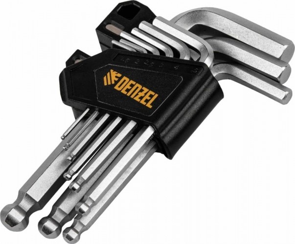 Набор ключей шестигранных Denzel HEX 1,5-10 мм, crv, 9 шт., с шаром 12362 - изображение 3