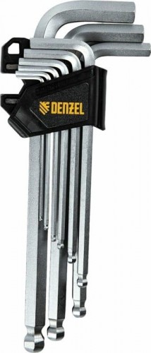 Набор ключей шестигранных Denzel HEX 2-12 мм, crv, 9 шт., удлиненные, с шаром 12365 - изображение 2