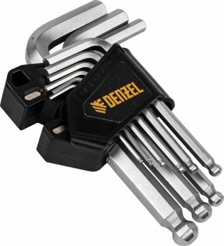 Набор ключей шестигранных Denzel HEX 1,5-10 мм, crv, 9 шт., с шаром 12362