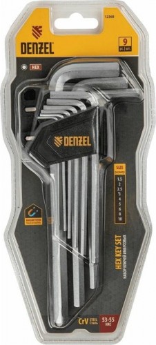 Набор ключей шестигранных Denzel HEX 1,5-10 мм, crv, 9 шт., удлиненные 12368 - изображение 4