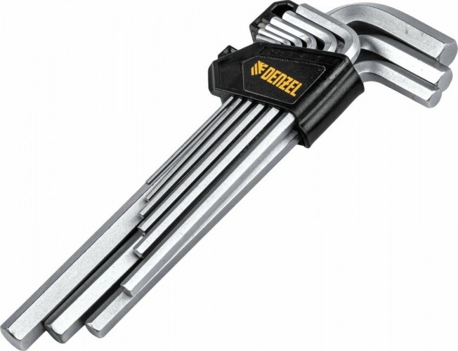 Набор ключей шестигранных Denzel HEX 2-12 мм, crv, 9 шт., удлиненные 12369 - изображение 3