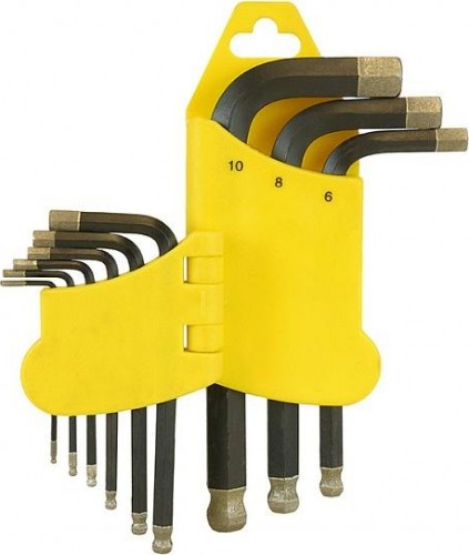 Набор ключей шестигранных HANSKONNER HK1045-04-9-S коротк s2 шар наконеч, алмаз 9 шт (1.5-10мм) - изображение 3