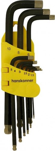 Набор ключей шестигранных HANSKONNER HK1045-04-9-L длинн s2 шар наконе, алмаз 9шт (1.5-10мм)