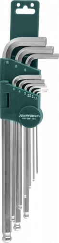Набор ключей шестигранных JONNESWAY H06SM109S EXTRA LONG с шаром 1,5-10мм, 9 предметов  047096