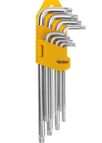 Набор ключей шестигранных Kranz KR-12-5221 Tamper-Torx 9 шт., TT10-TT50, закал., удлин.