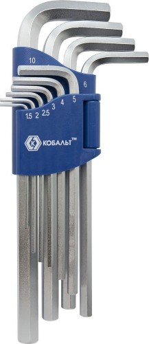 Набор ключей шестигранных Кобальт 020404-10 угловых cr-v (10 шт.)