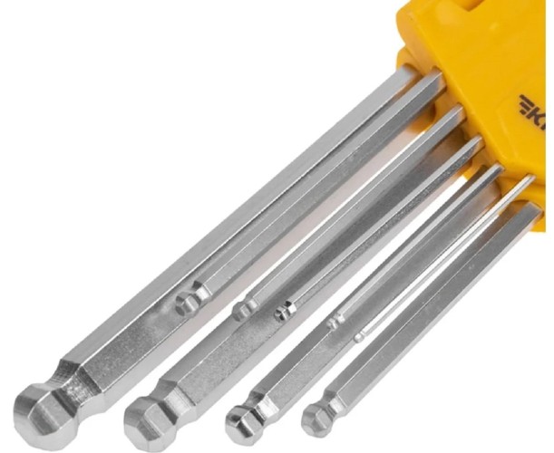 Набор ключей шестигранных Kranz KR-12-5211 HEX 1,5-10 мм, CrV, 9 шт., удлиненные, с шаром - изображение 4