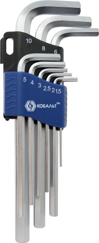 Набор ключей шестигранных Кобальт 020403-09 угловых cr-v (9 шт.)
