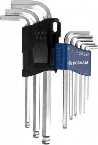 Набор ключей шестигранных Кобальт 020401-09 угловых с шаром cr-v (9 шт.) - изображение 3