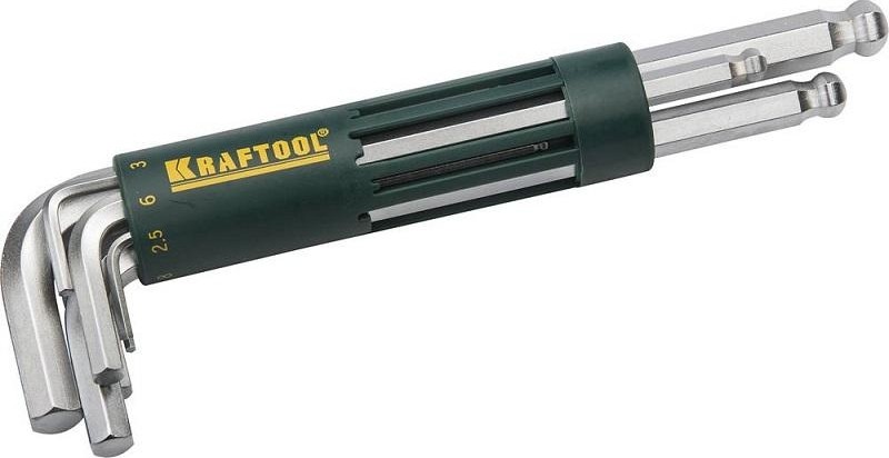 Набор ключей шестигранных KRAFTOOL Cr-Mo ключи имбусовые длинные с шариком, сталь, держател 27431-2_z01