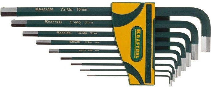 Набор ключей шестигранных KRAFTOOL "INDUSTRIE" имбусовых длинные,шарик,cr-mo сталь(s2),хром покры 27445-H9
