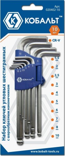 Набор ключей шестигранных Кобальт 020402-10 угловых с шаром cr-v (10 шт.) - изображение 2