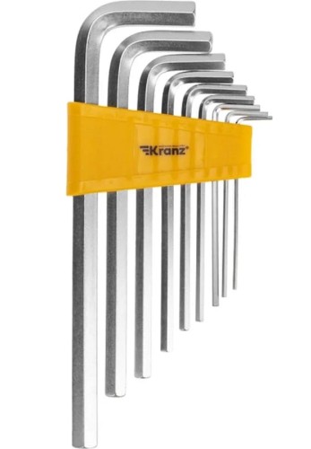 Набор ключей шестигранных Kranz KR-12-5213 HEX 2,0-12 мм, CrV, 9 шт., удлиненные