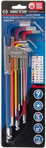 Набор ключей шестигранных KING TONY 1,5-10 мм длинные, с шаровым окончанием, 9 пред. 20109MW - изображение 2