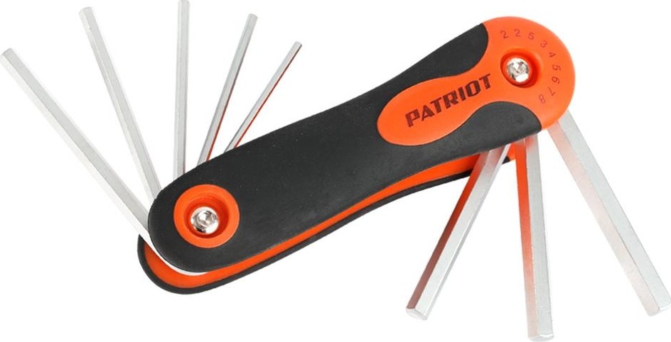 Набор ключей шестигранных PATRIOT SKH-8F  складные 2-2.5-3-4-5-6-7-8мм, CRV, 8-в-1 350002010 - изображение 2